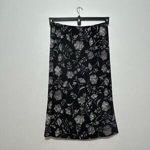 Norton McNaughton Black Floral Midi Skirt Womens Size XL  Vintage 90s Y2K